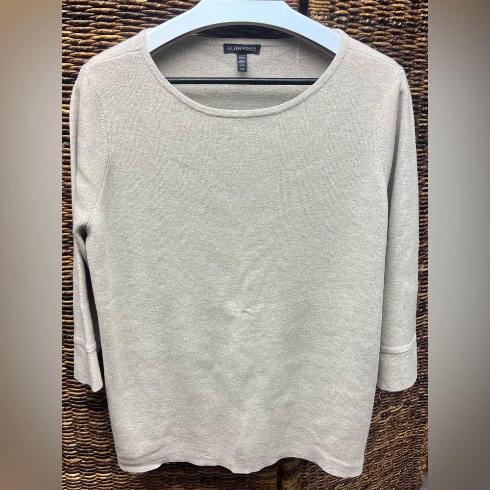 Eileen Fisher Beige,100% Wool, Shirt, Large‎ Womens